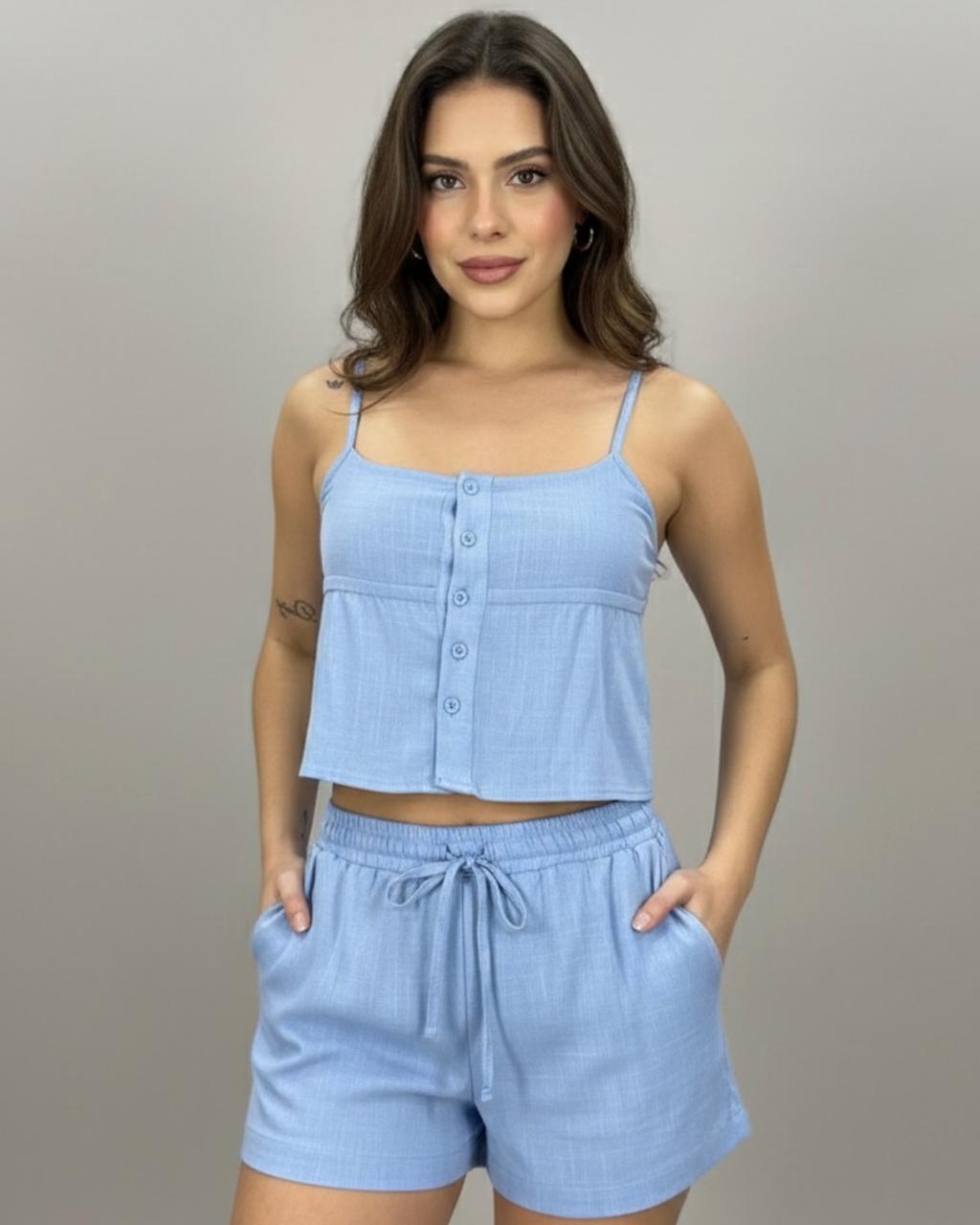 Blusa de Lino con botones, espalda panal de abeja